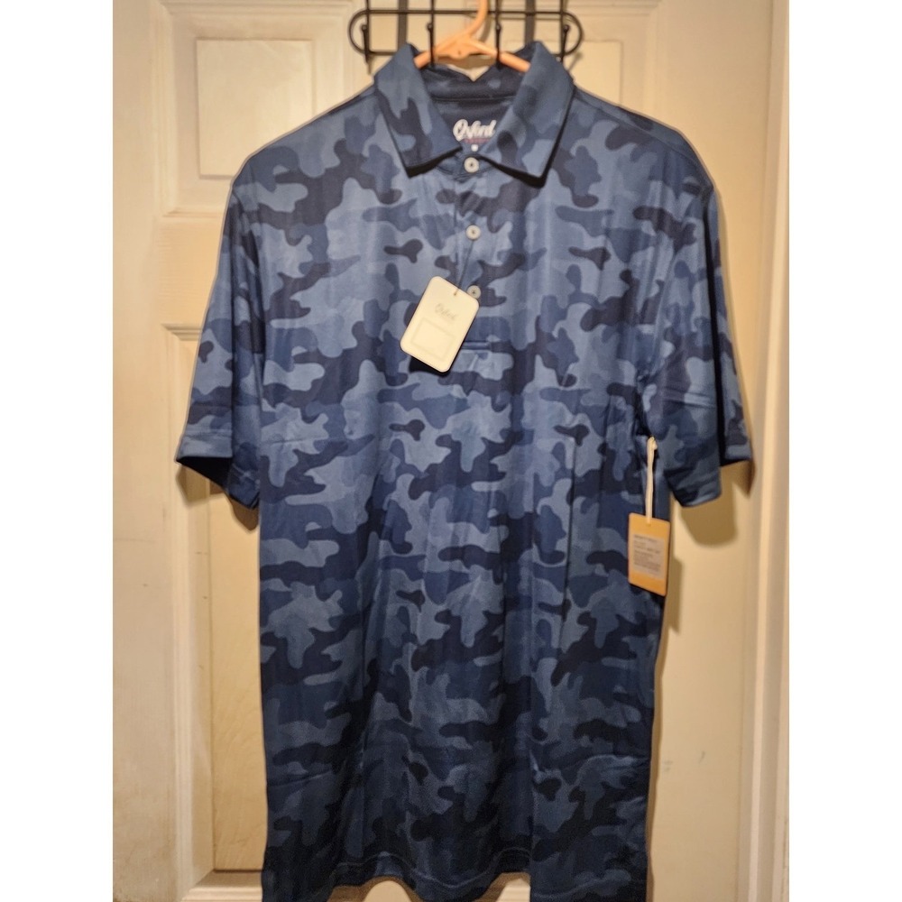 Oxford America Hewitt Polo Navy Blue Camo Size M Performance Golf Shirt Mens NWT